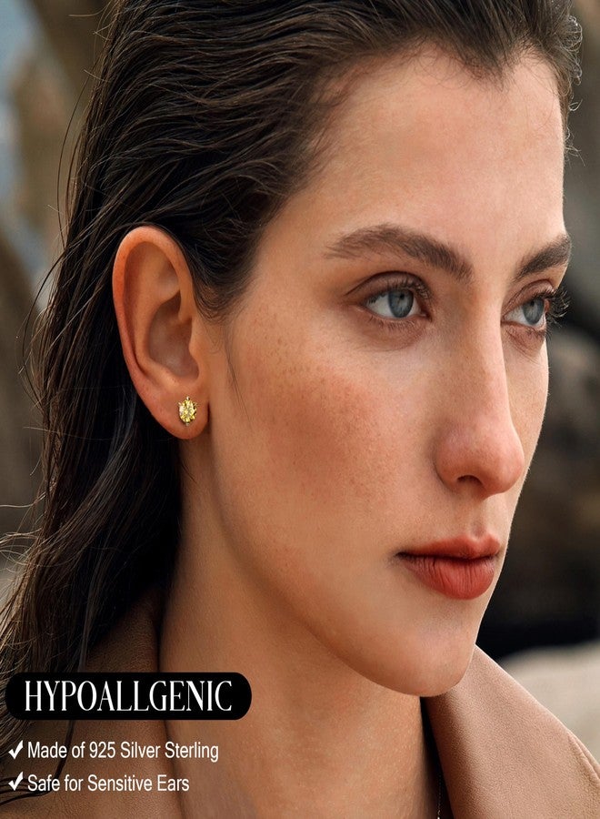 GEMQUEEN أقراط مويسانيت مرصعة من GEMQUEEN: أقراط من الفضة الإسترليني مضادة للحساسية على شكل مخلب تنين للنساء والرجال، قطع دائري، لون أصفر، نقاء VVS1، 2 قيراط - Image 3